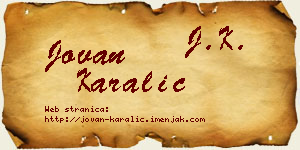 Jovan Karalić vizit kartica